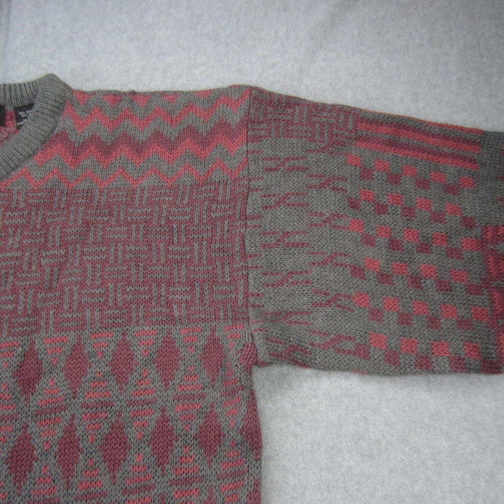 Vtg FENZIA Sweater Mens Large Geometric Wool Blend Long Sleeve Knit Grandpa - Picture 4 of 13
